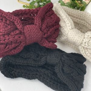 3 Knitted crochet winter ear warmer Headbands